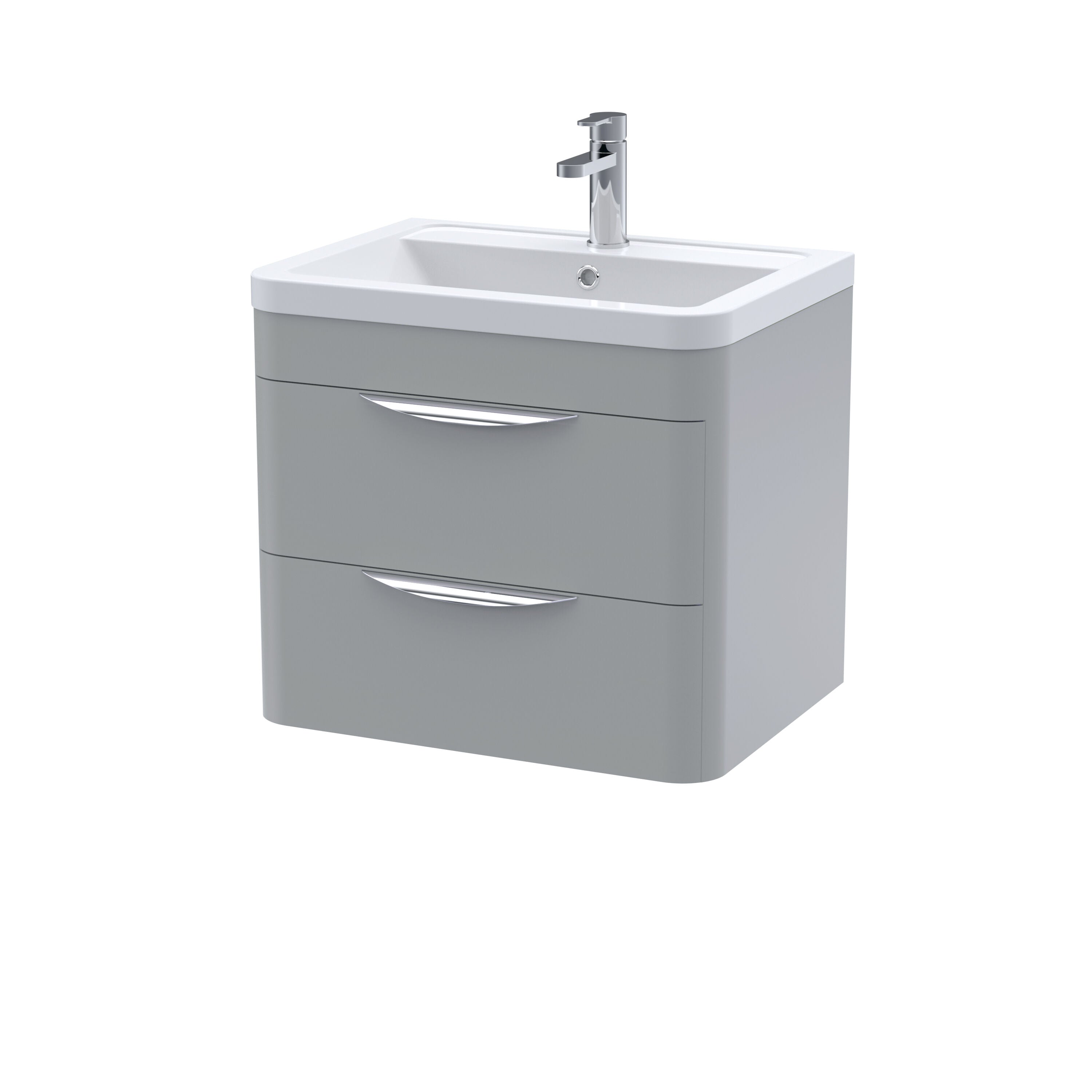 nuie Parade 600mm Satin Grey 2 Drawer Wall Hung Vanity Unit With Basin