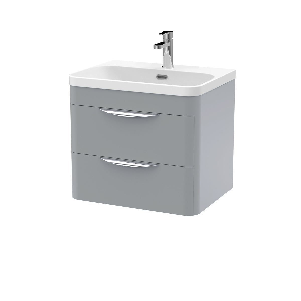 Nuie Parade 600mm 2 Drawer Wall Hung Vanity Unit With Thin Edge Basin