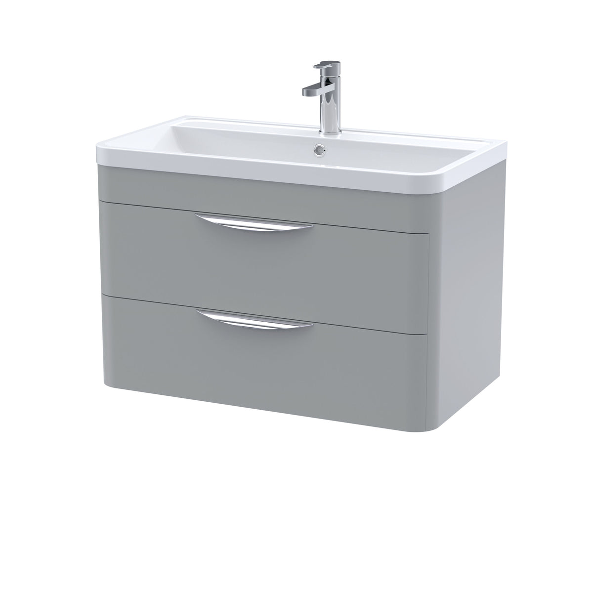 Nuie Parade 800mm 2 Drawer Wall Hung Vanity Unit With Polymarble Basin