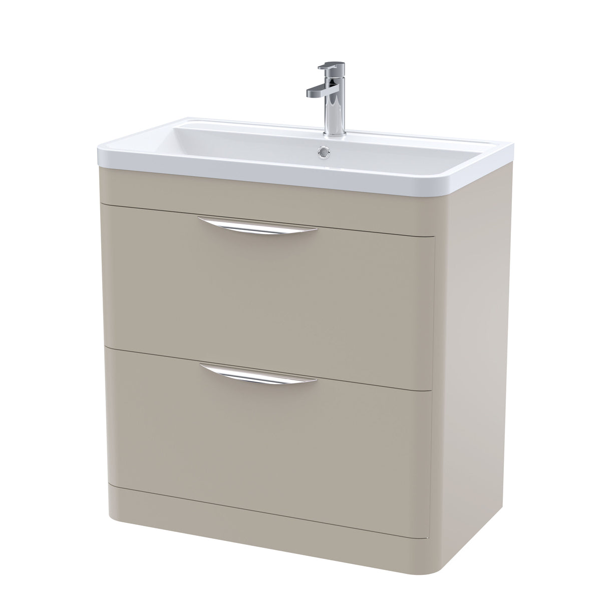 Nuie Parade 800mm 2 Drawer Floor Standing Vanity Unit With Polymarble Basin