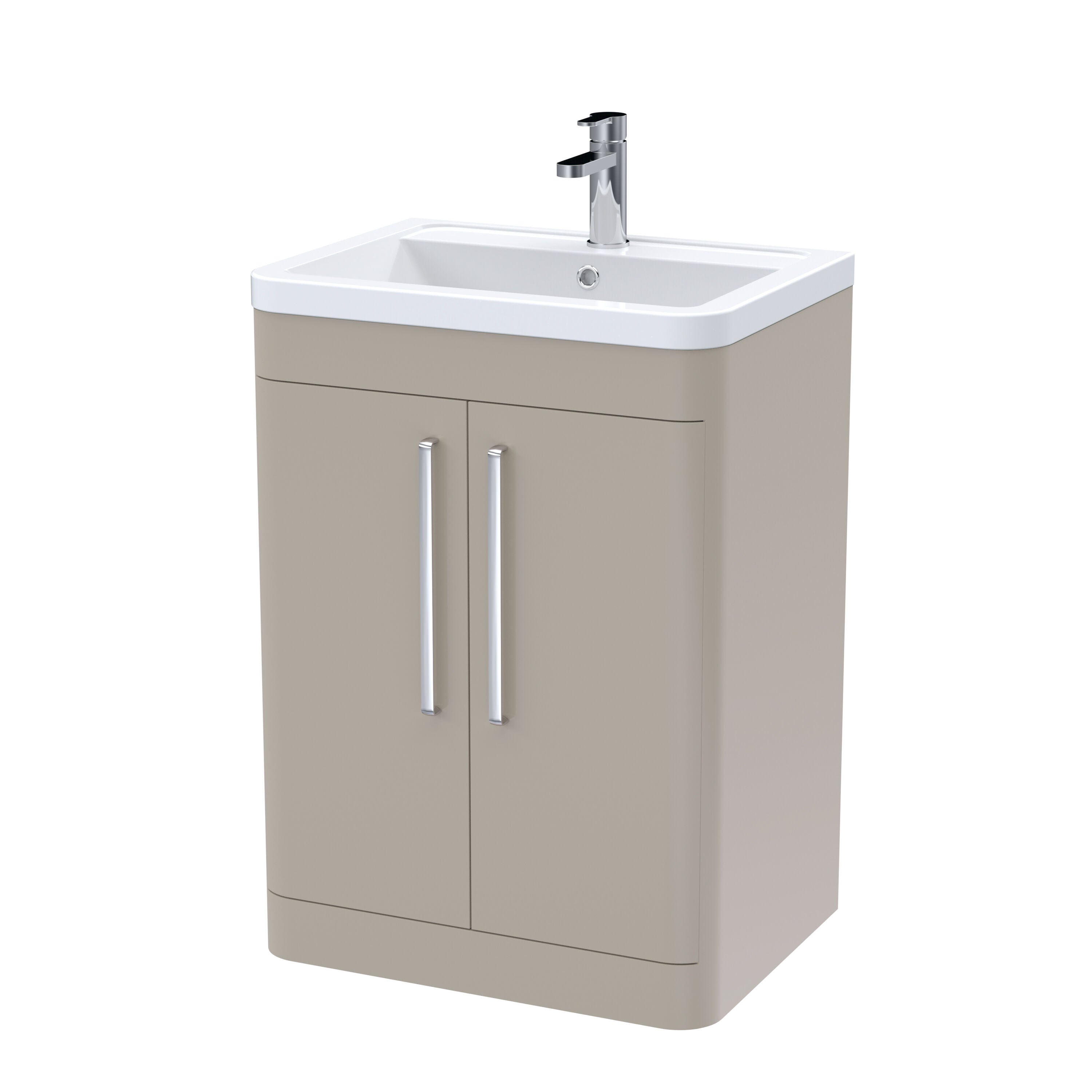 nuie Parade 600mm Pebble Grey 2 Door Floor Standing Vanity Unit With Basin