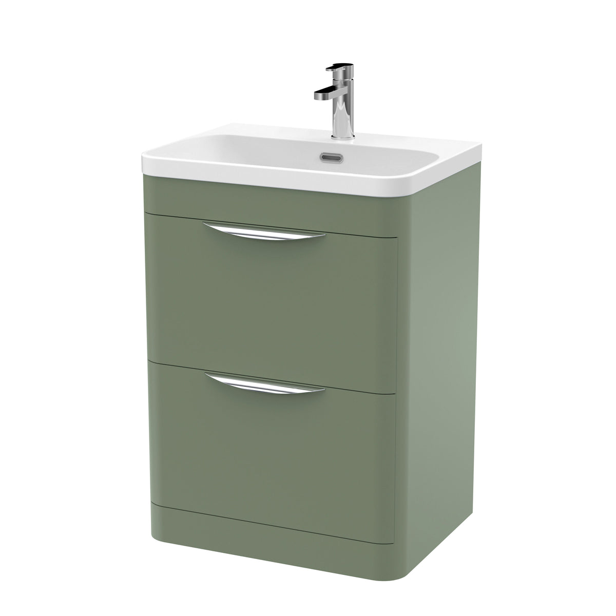 Nuie Parade 600mm 2 Drawer Floor Standing Vanity Unit With Thin Edge Basin