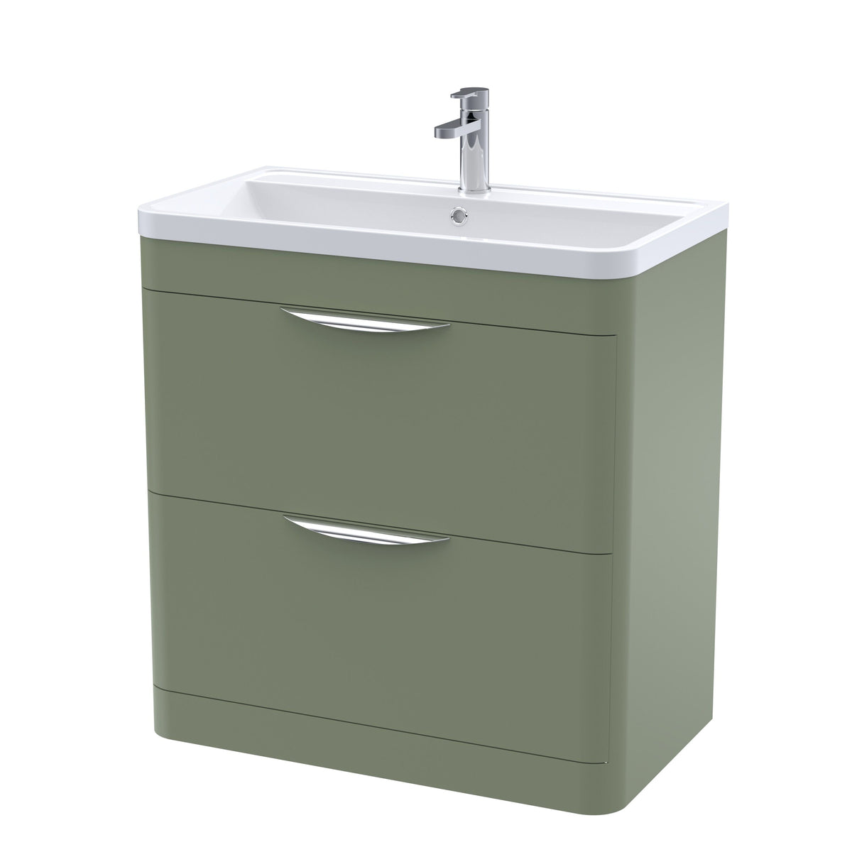 Nuie Parade 800mm 2 Drawer Floor Standing Vanity Unit With Polymarble Basin
