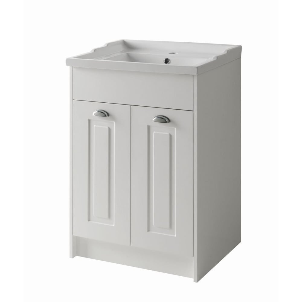 Astley 600mm Floor Standing 2 Door Unit Matt White - FUR500AS