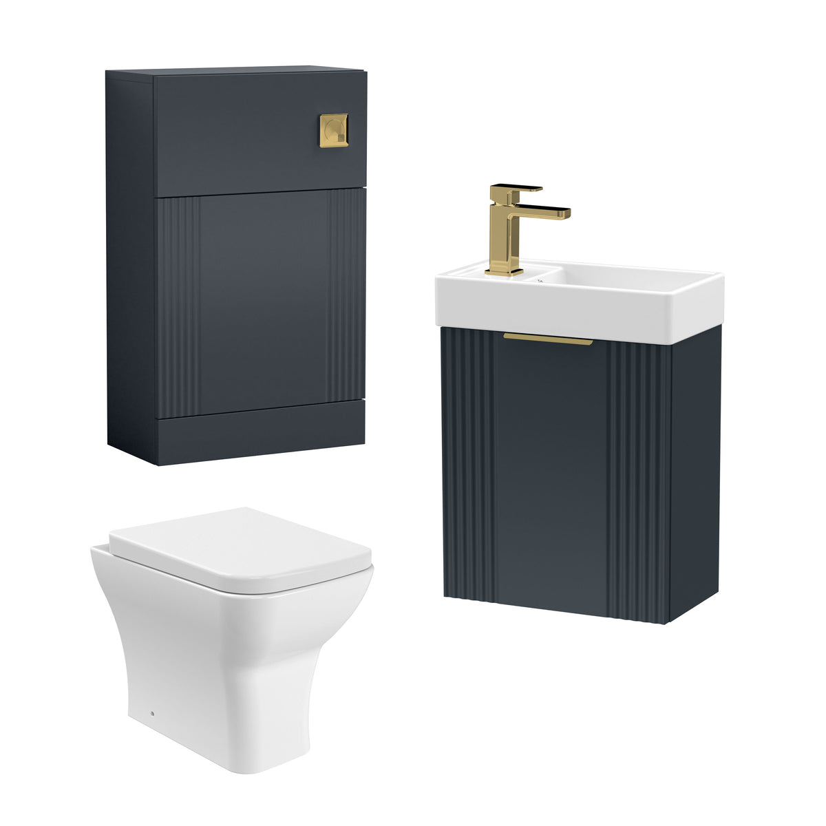 Modern 400mm Wall Hung Cloakroom Package - Soft Black