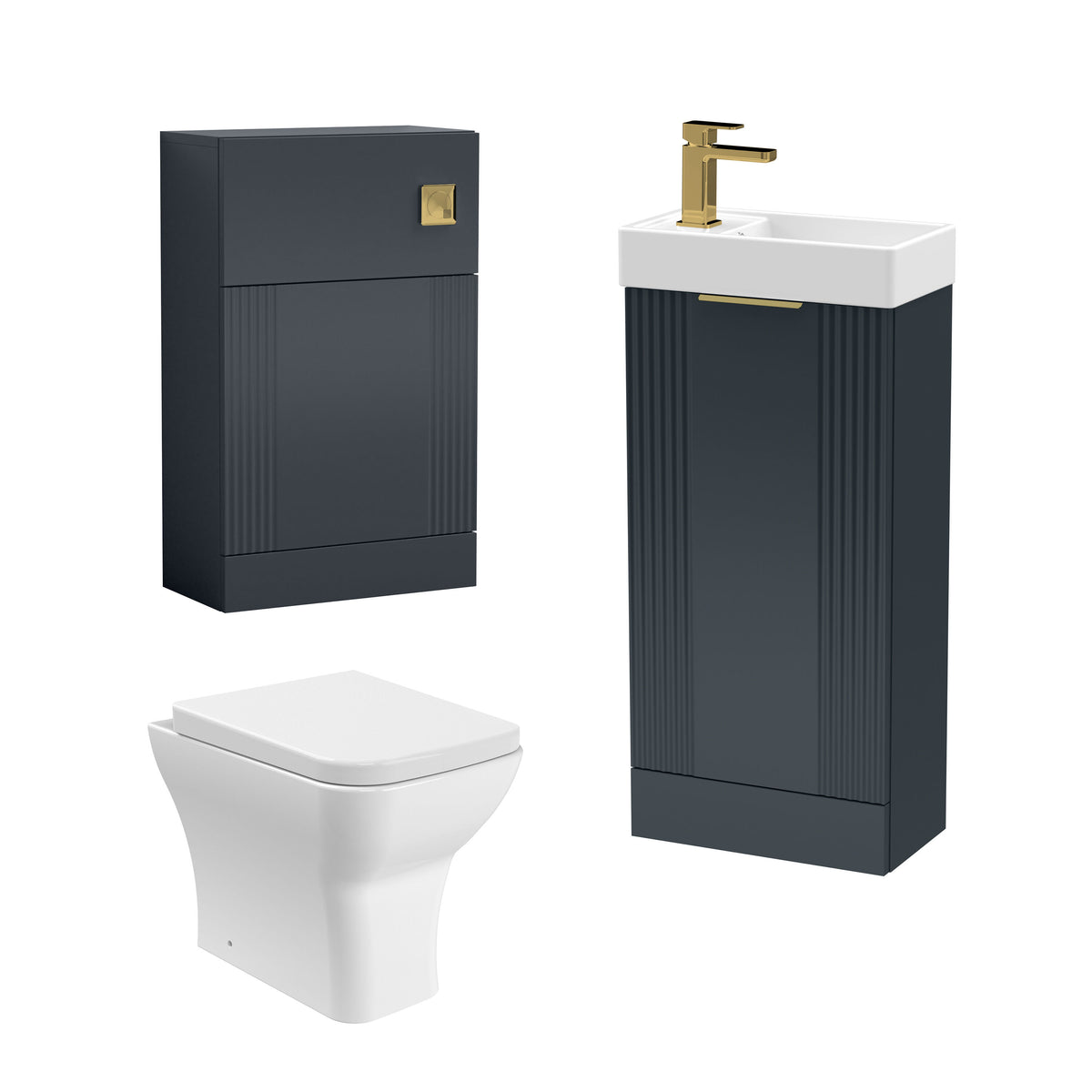Modern 400mm Floor Standing Cloakroom Package - Soft Black