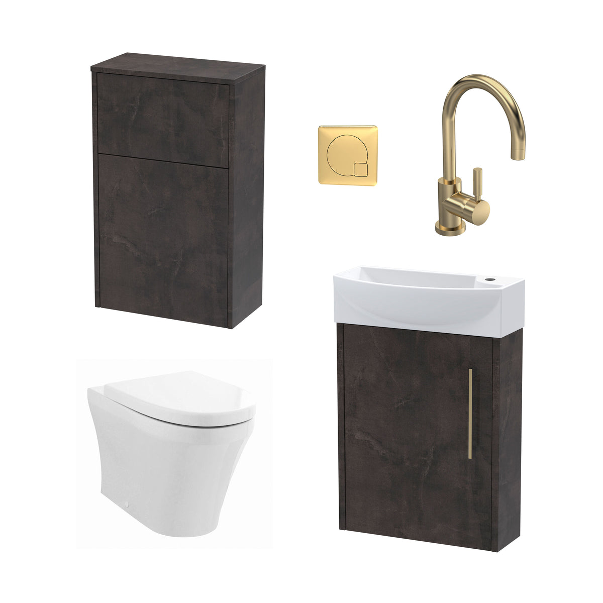 Modern 440mm Wall Hung Cloakroom Package - Metallic Slate