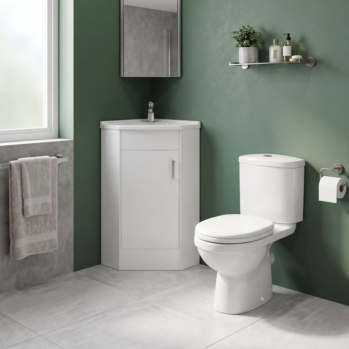Compact 555mm Floor Standing Cloakroom Package - Gloss White