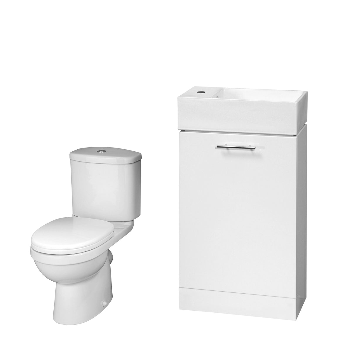 Compact 480mm Floor Standing Cloakroom Package - Gloss White