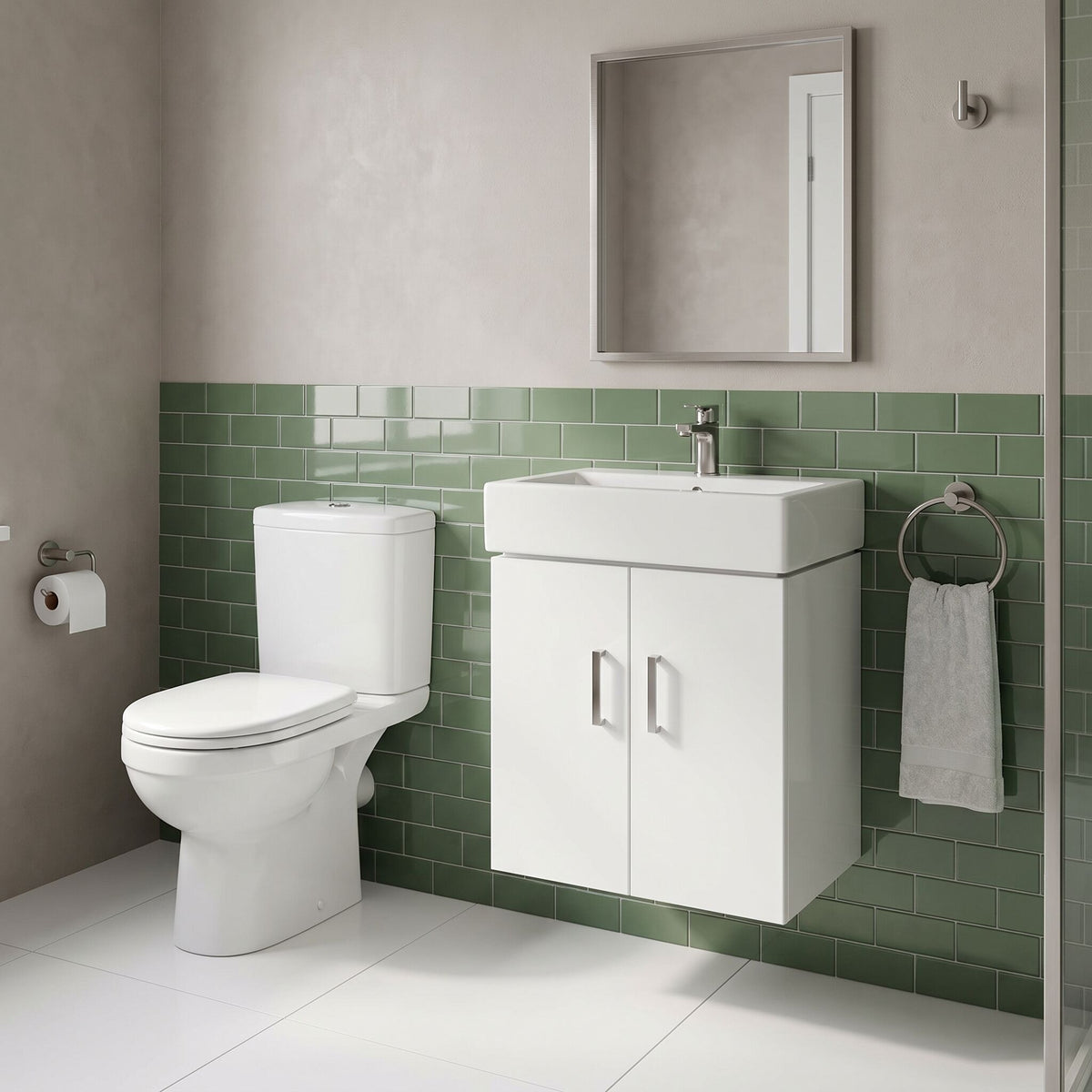 Compact 450mm Wall Hung Cloakroom Package - Gloss Grey