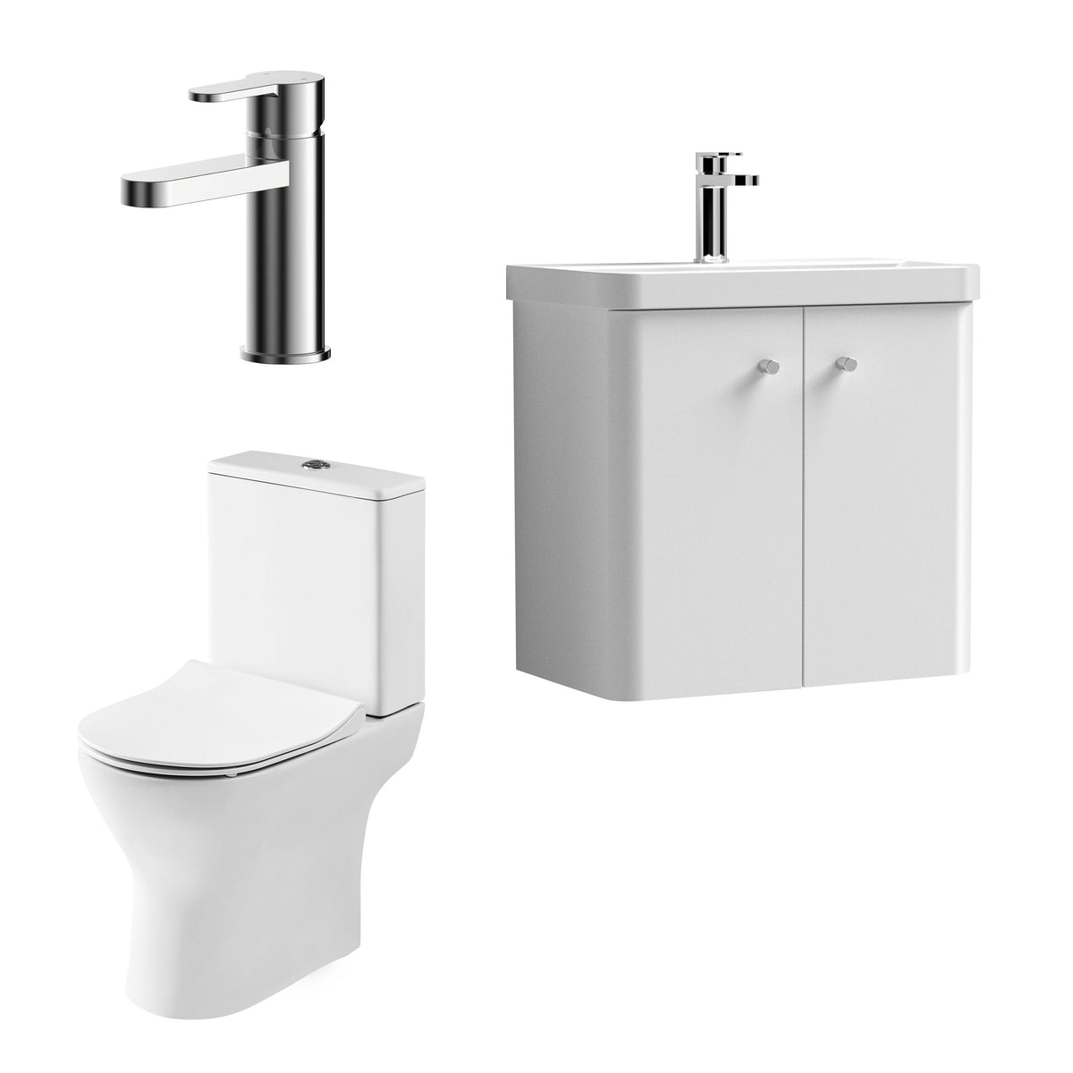 Modern 600mm Wall Hung Cloakroom Package - Gloss White