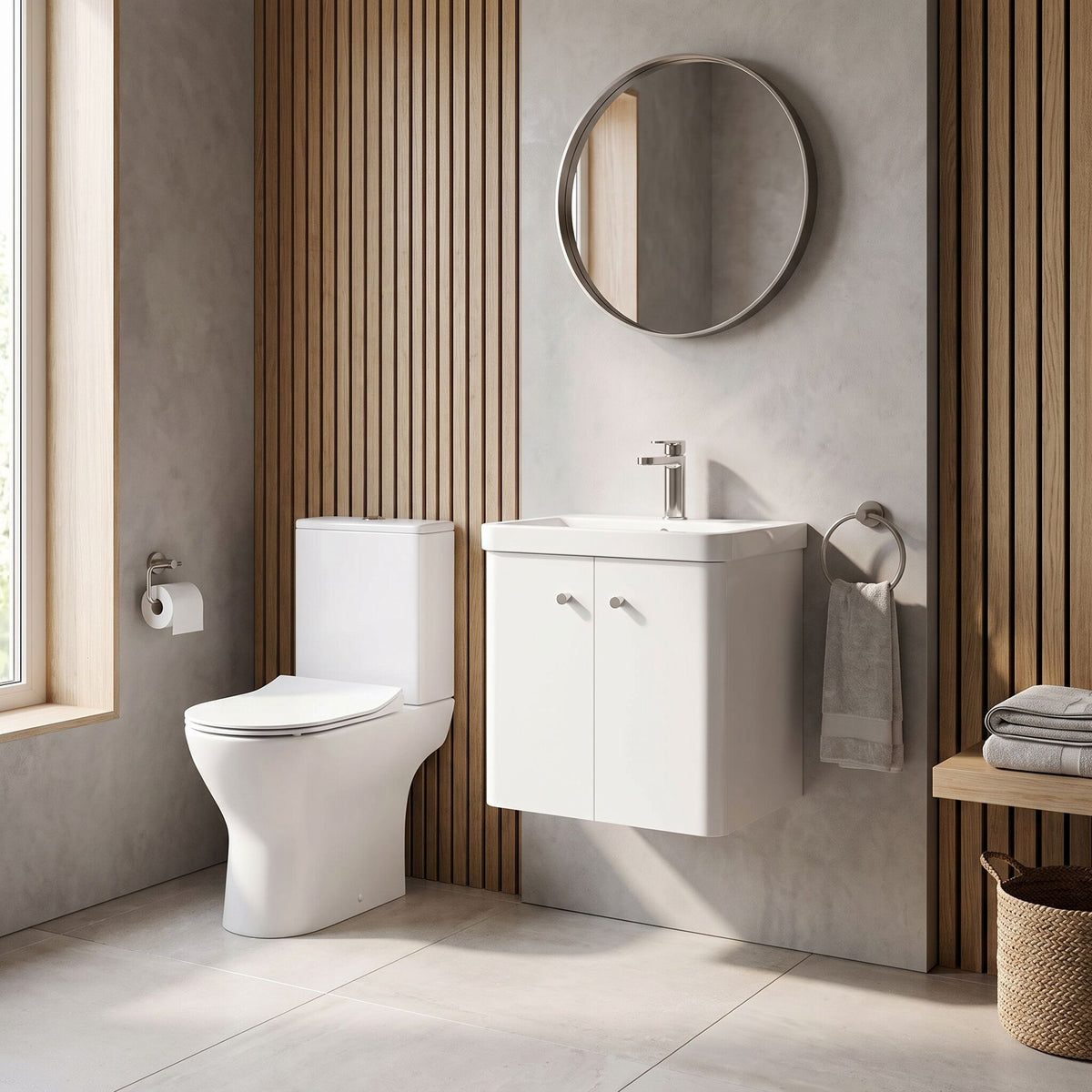 Modern 600mm Wall Hung Cloakroom Package - Gloss White