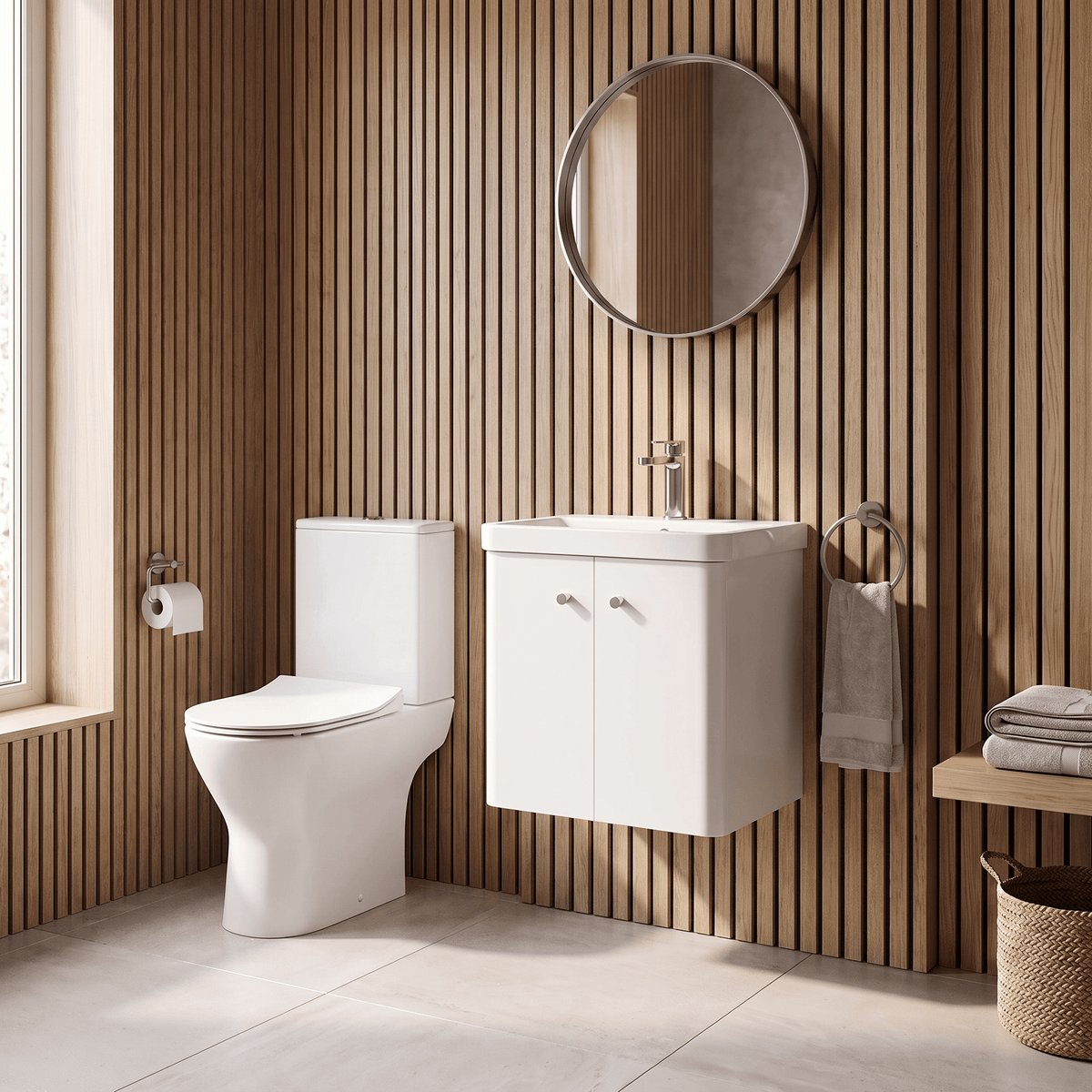 Modern 600mm Wall Hung Cloakroom Package - Gloss White