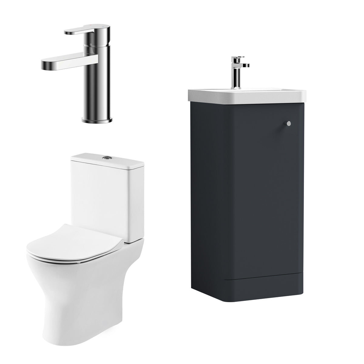 Modern 400mm Floor Standing Cloakroom Package - Soft Black