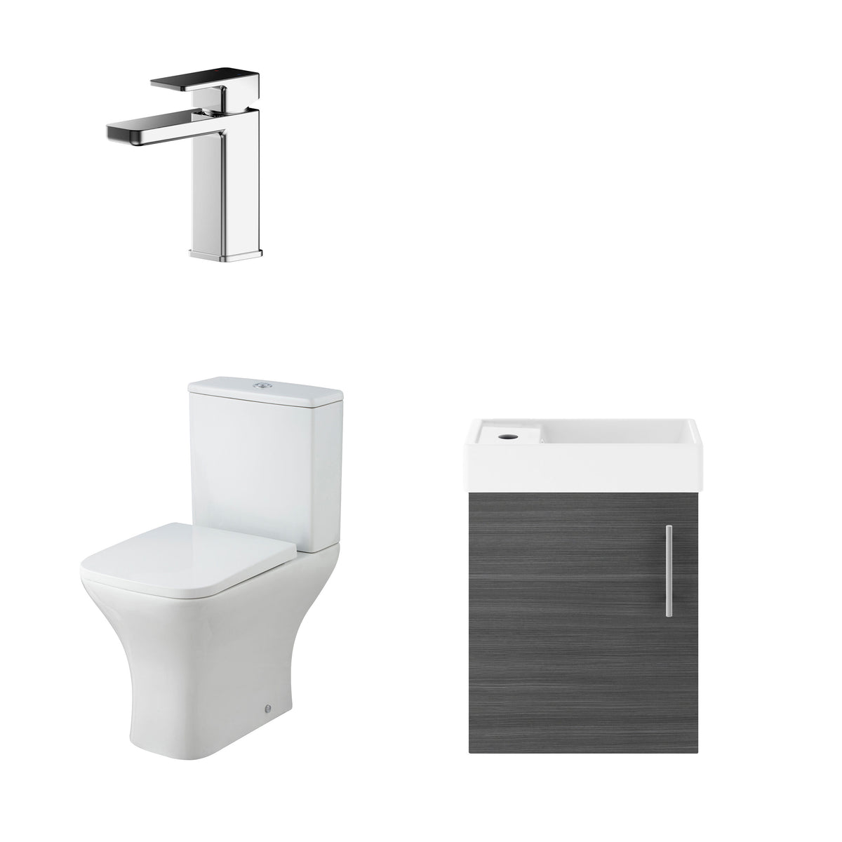 Compact 400mm Wall Hung Cloakroom Package - Gloss White