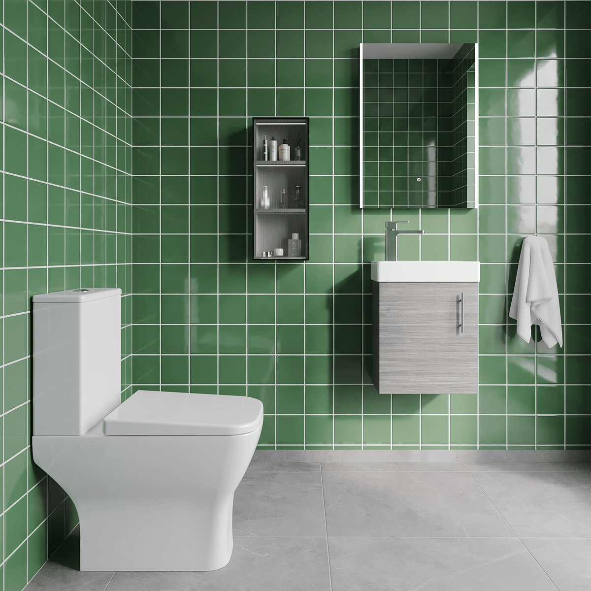 Compact 400mm Wall Hung Cloakroom Package - Gloss White