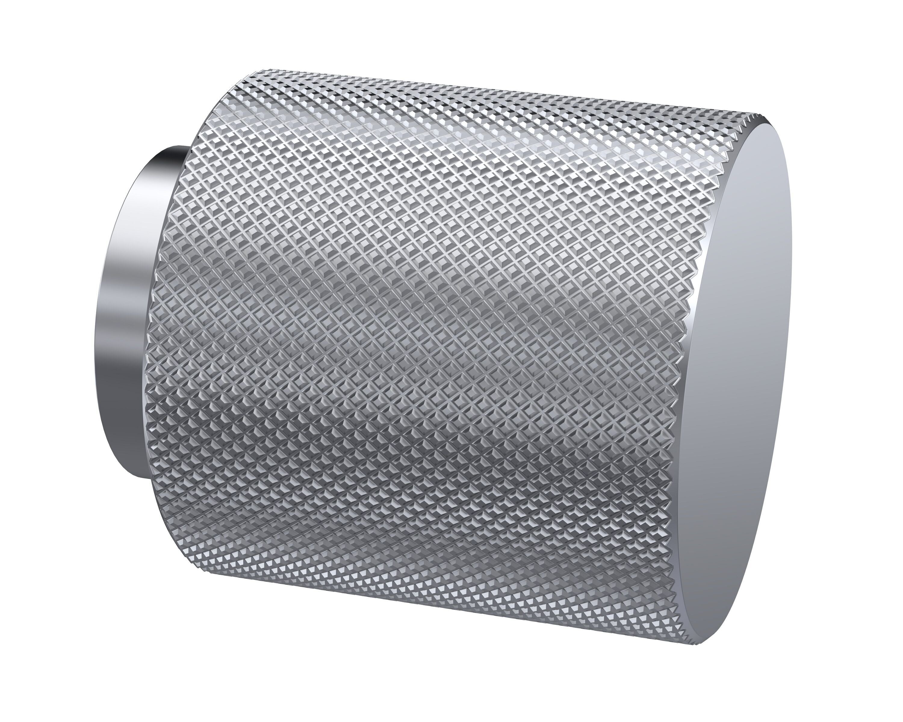 Round Satin Silver Knurled Knob