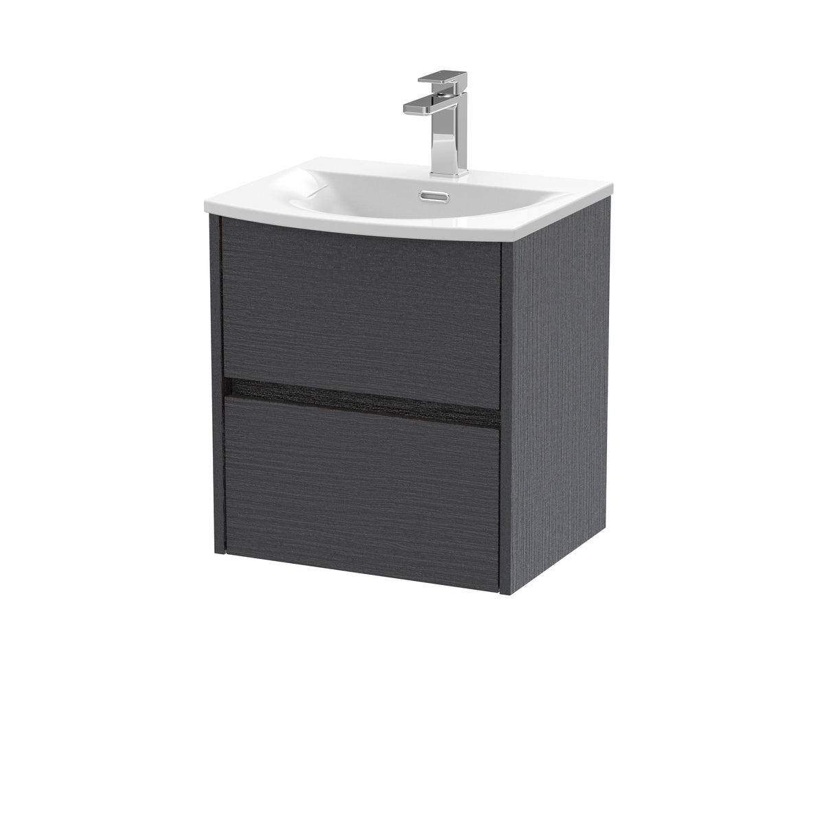 Nuie Havana 500mm 2 Drawer Wall Hung Vanity Unit With U-Shaped Curved Basin