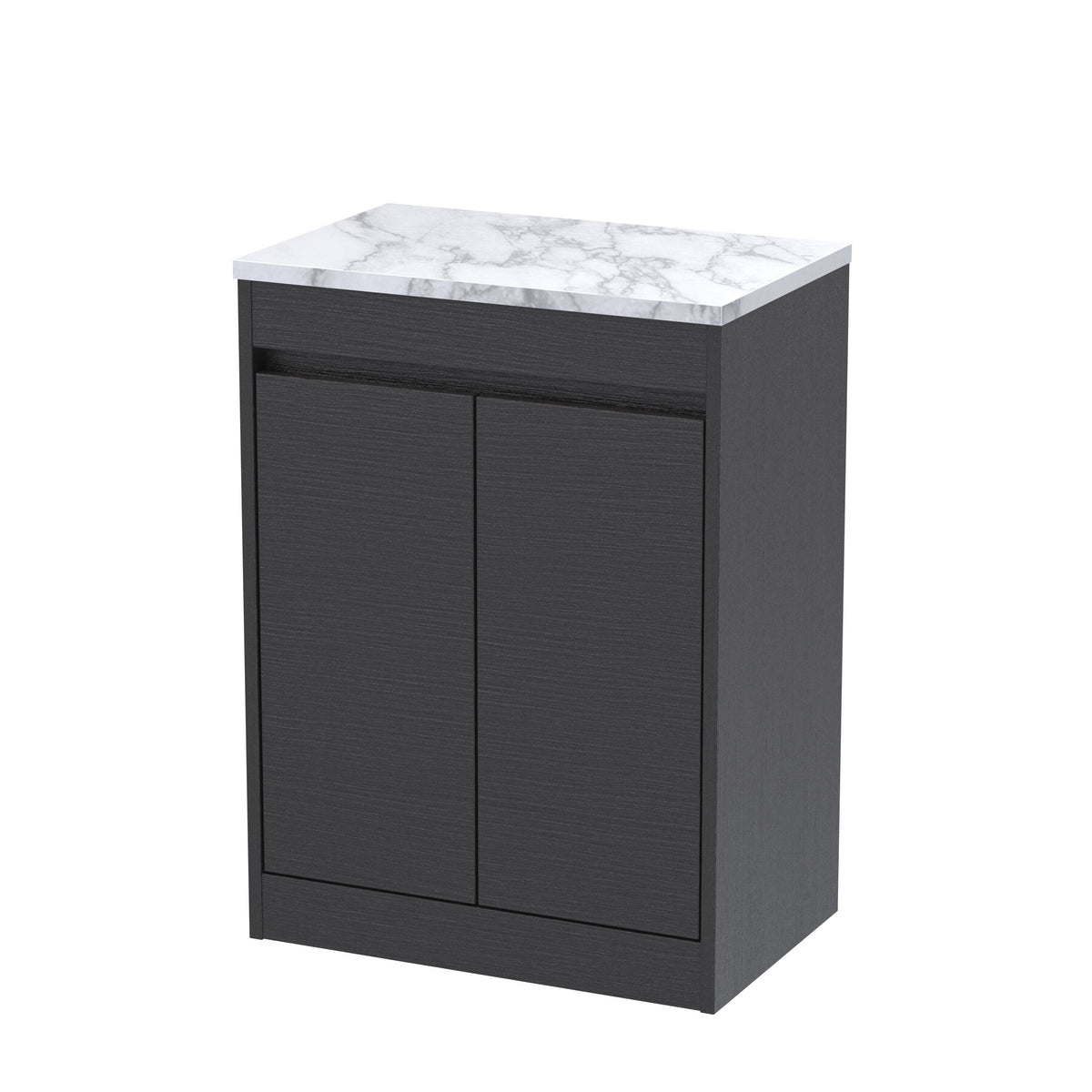 Nuie Havana 600mm 2 Door Floor Standing Vanity Unit With Carrera Marble Worktop