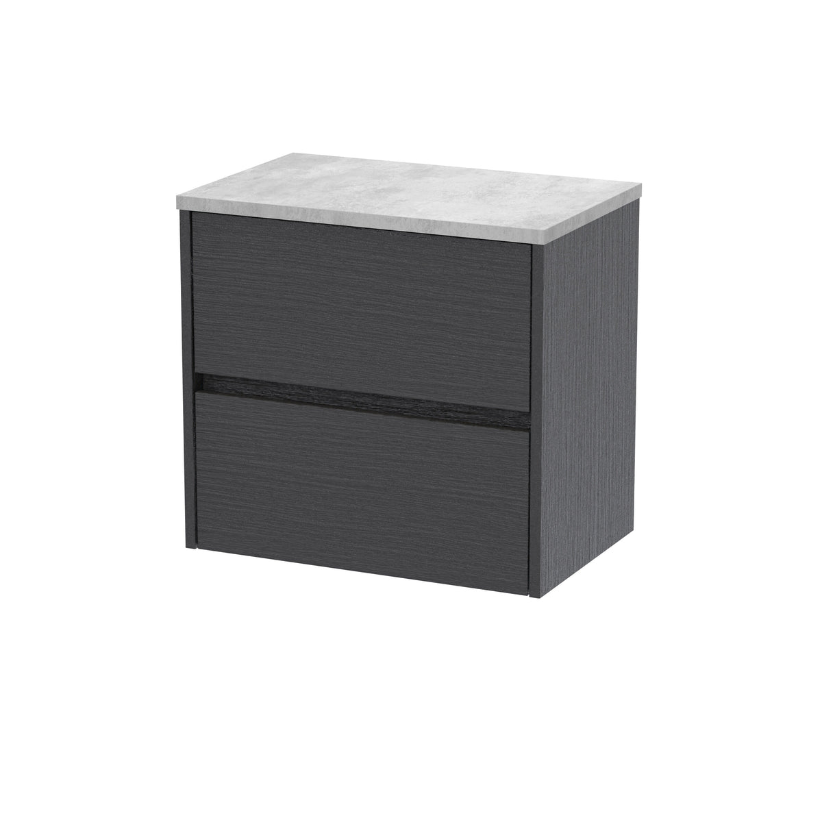 Nuie Havana 600mm 2 Drawer Wall Hung Vanity Unit With Bellato Grey Worktop