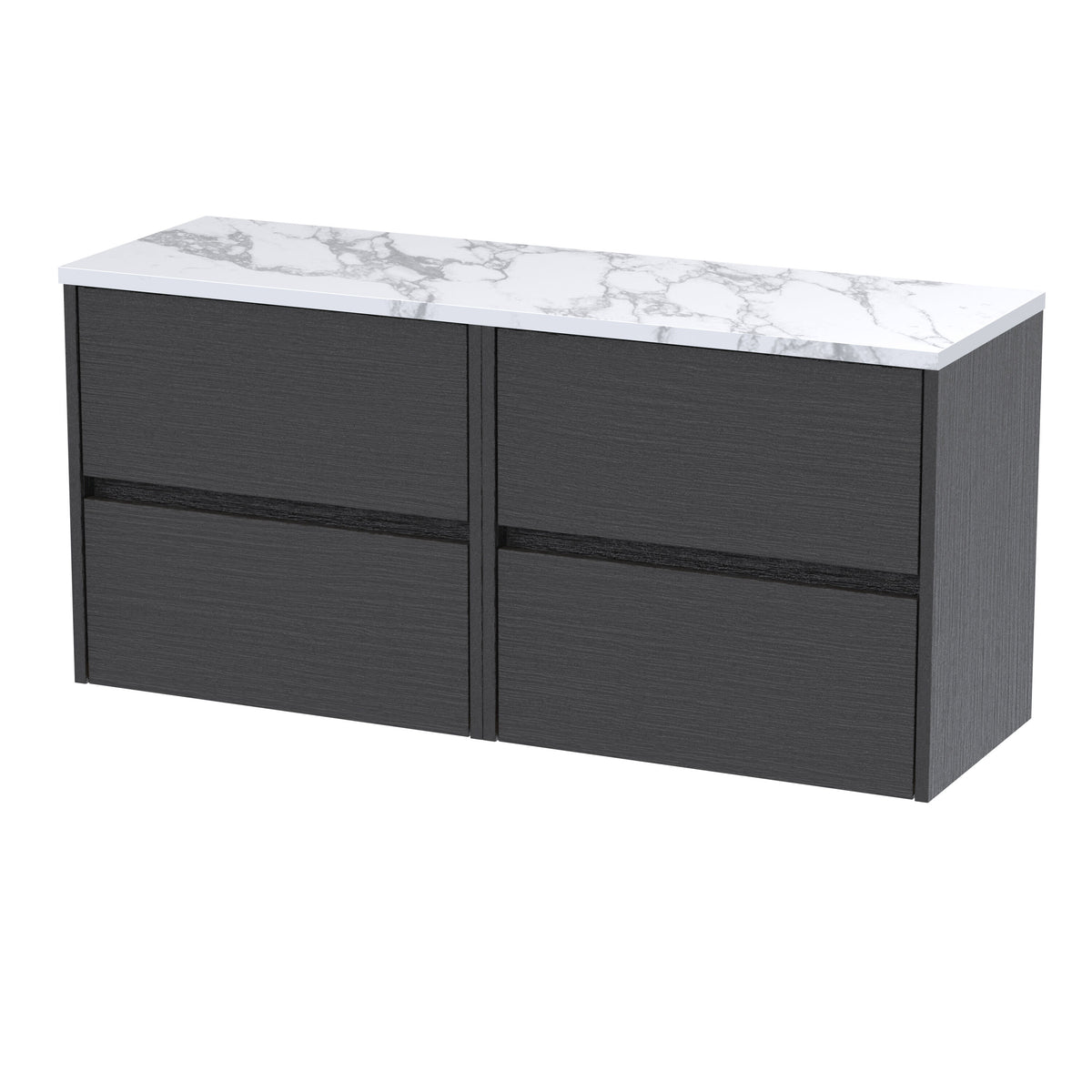 Nuie Havana 1200mm 4 Drawer Wall Hung Vanity With Carrara Laminate Worktop