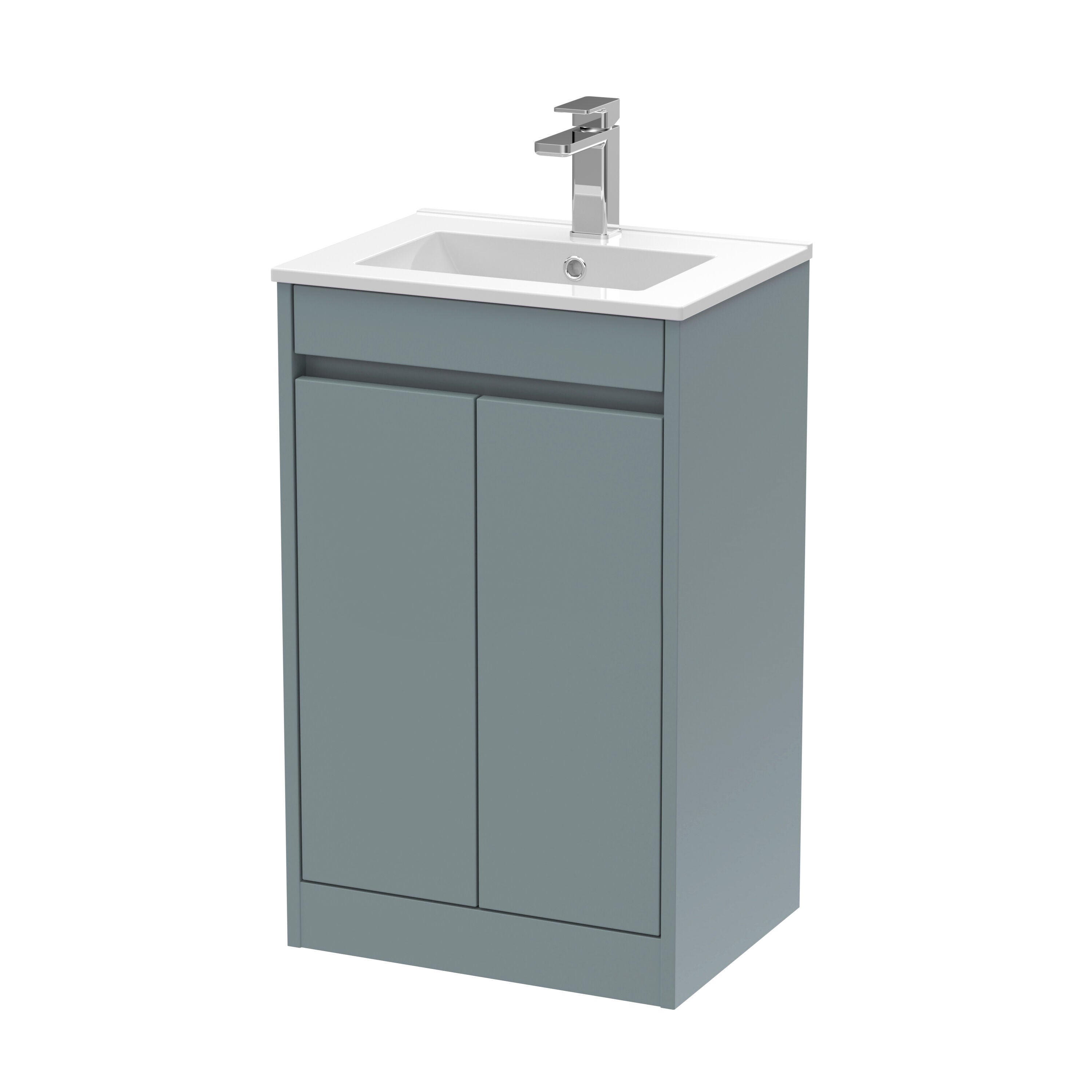 nuie Havana 500mm Coastal Grey 2 Door Floor Standing Vanity Unit With Minimilist Basin