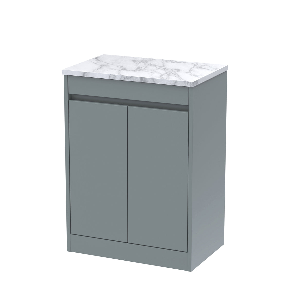 Nuie Havana 600mm 2 Door Floor Standing Vanity Unit With Carrera Marble Worktop