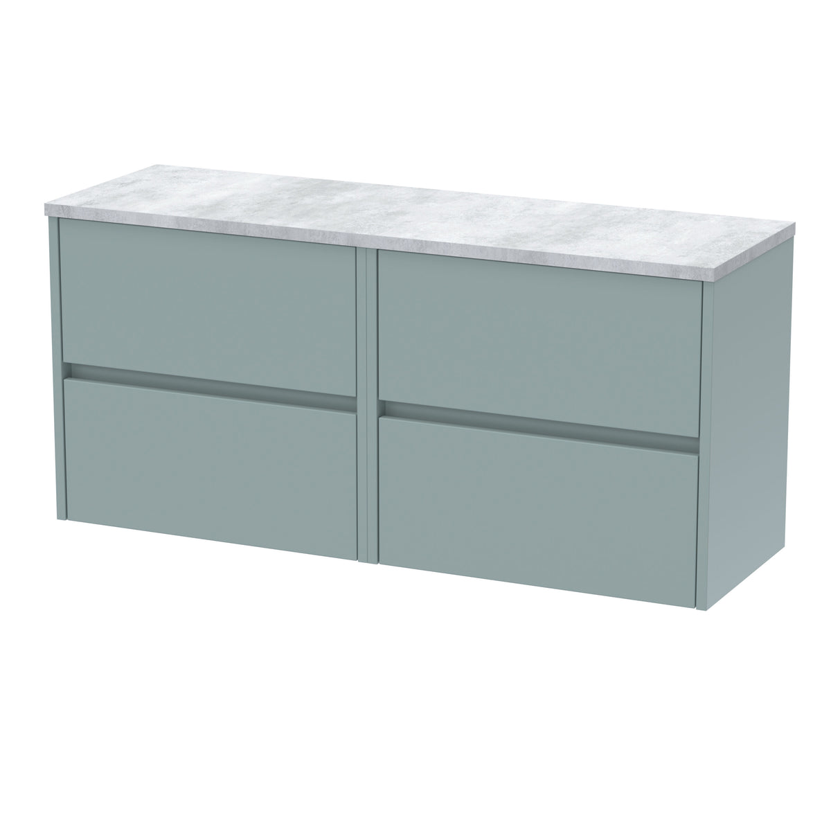 Nuie Havana 1200mm 4 Drawer Wall Hung Vanity Unit With Bellato Grey Worktop