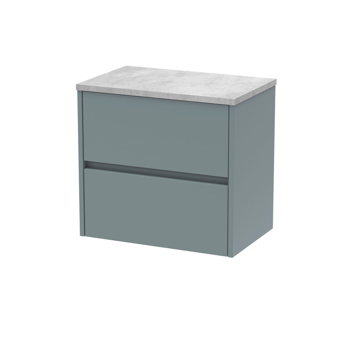 Nuie Havana 600mm 2 Drawer Wall Hung Vanity Unit With Bellato Grey Worktop