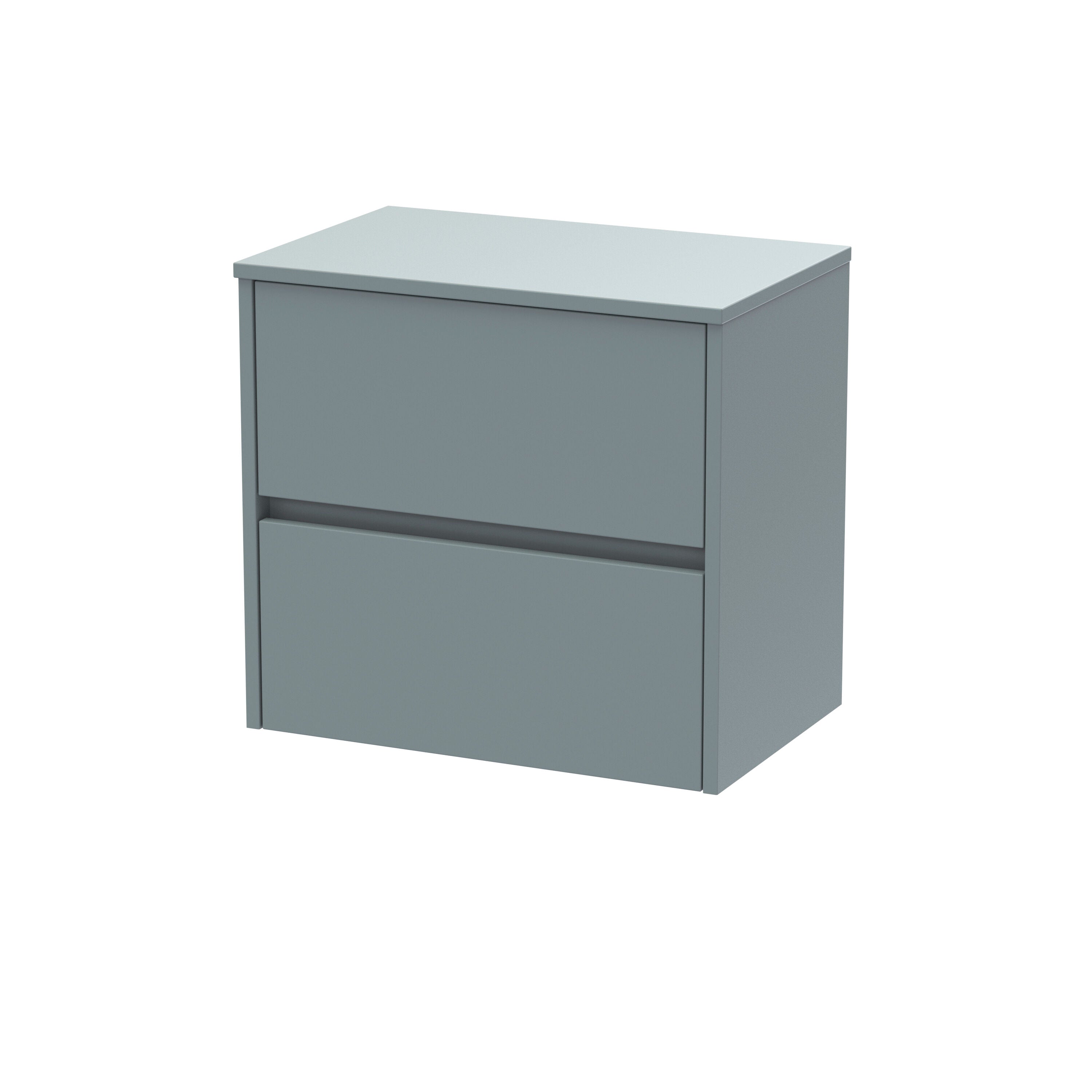nuie Havana 600mm Coastal Grey 2 Drawer Wall Hung Vanity Unit With Co-ordinating Worktop