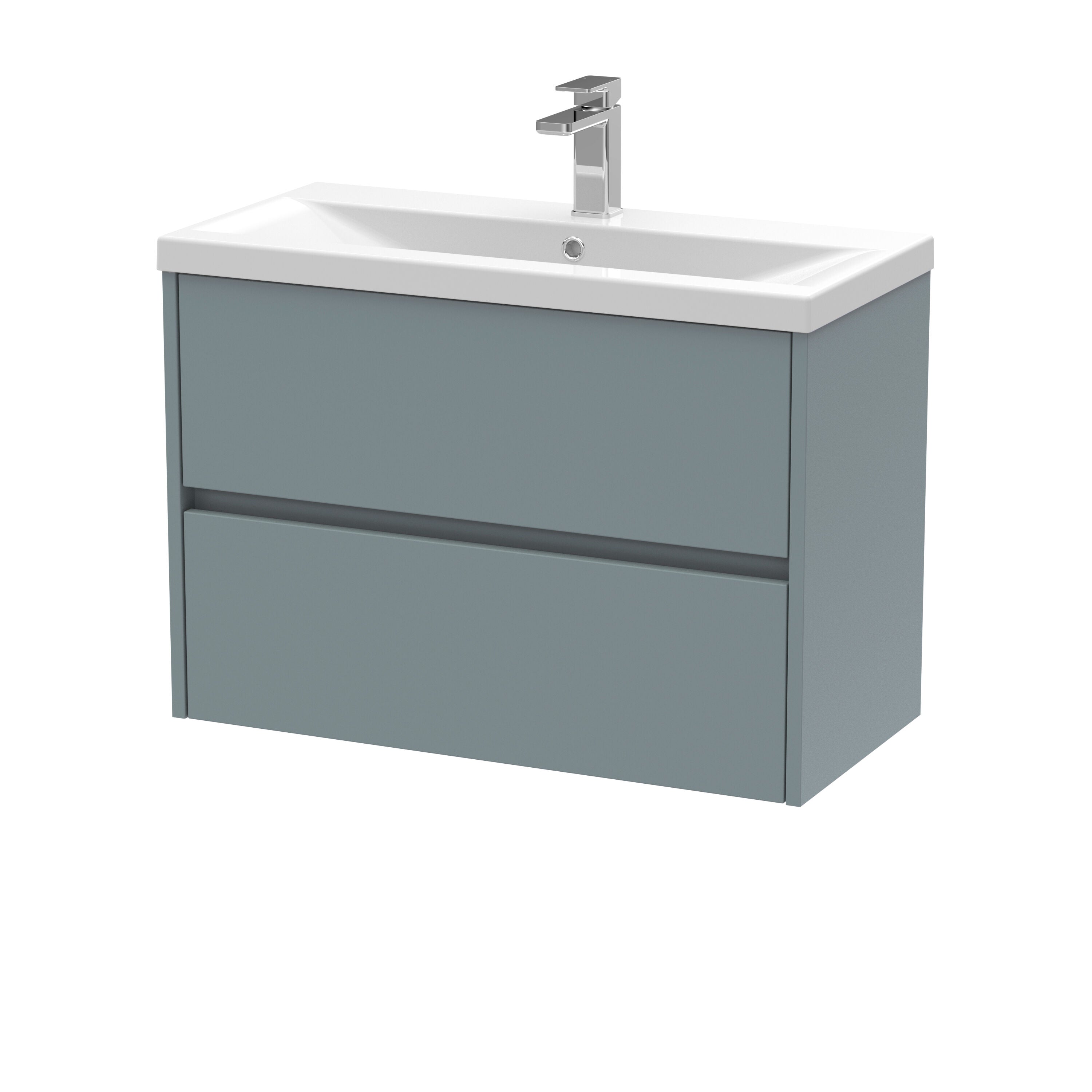 nuie Havana 800mm Coastal Grey 2 Drawer Wall Hung Vanity Unit With Mid-Edge Basin