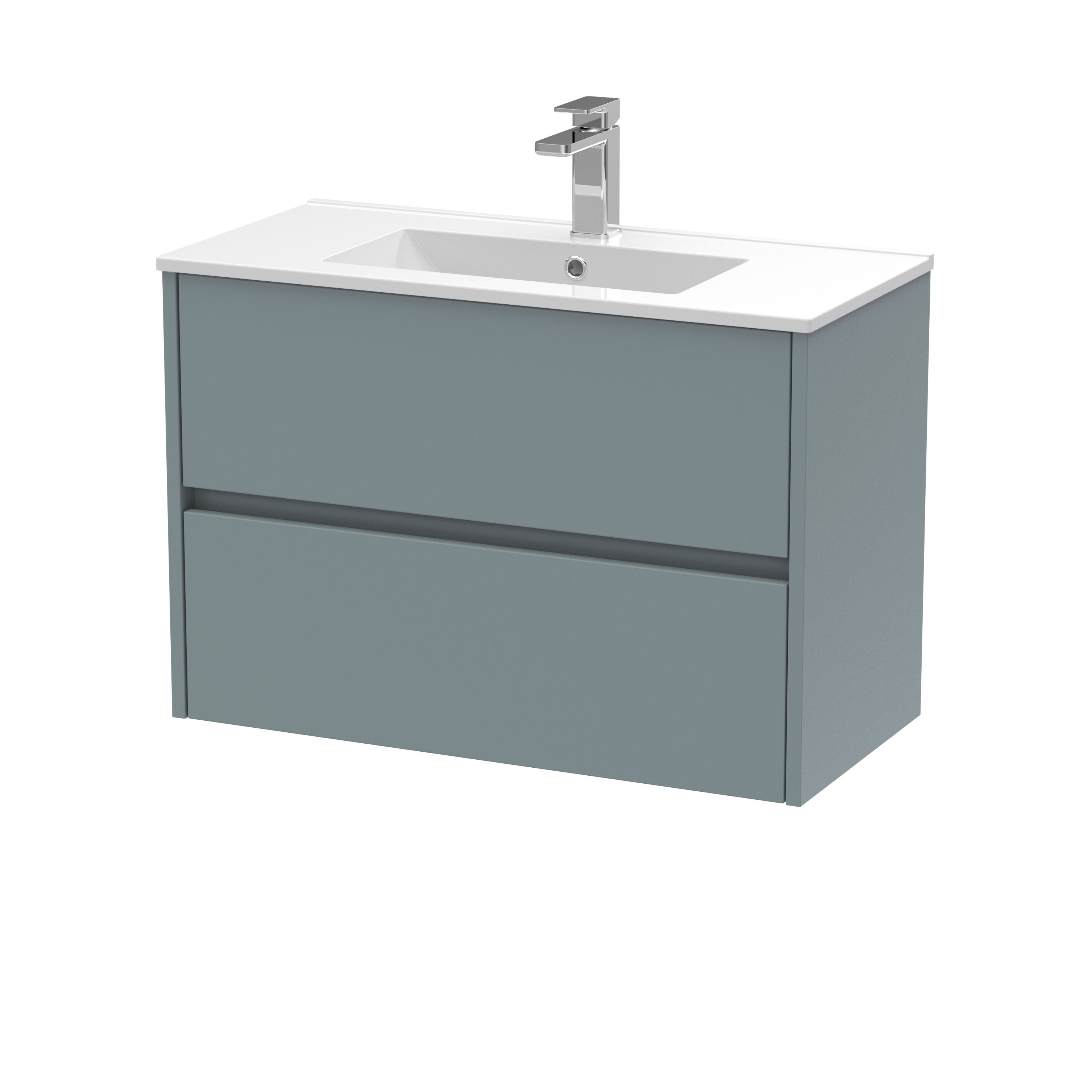 nuie Havana 800mm Coastal Grey 2 Drawer Wall Hung Vanity Unit With Minimalist Basin