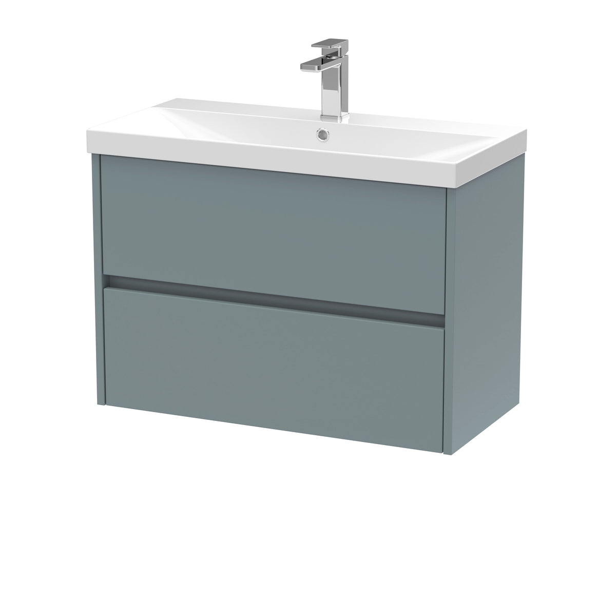 Nuie Havana 800mm 2 Drawer Wall Hung Vanity Unit With Thin Edge Basin