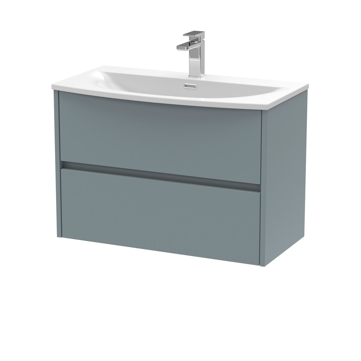 Nuie Havana 800mm 2 Drawer Wall Hung Vanity Unit With U-Shaped Curved Basin