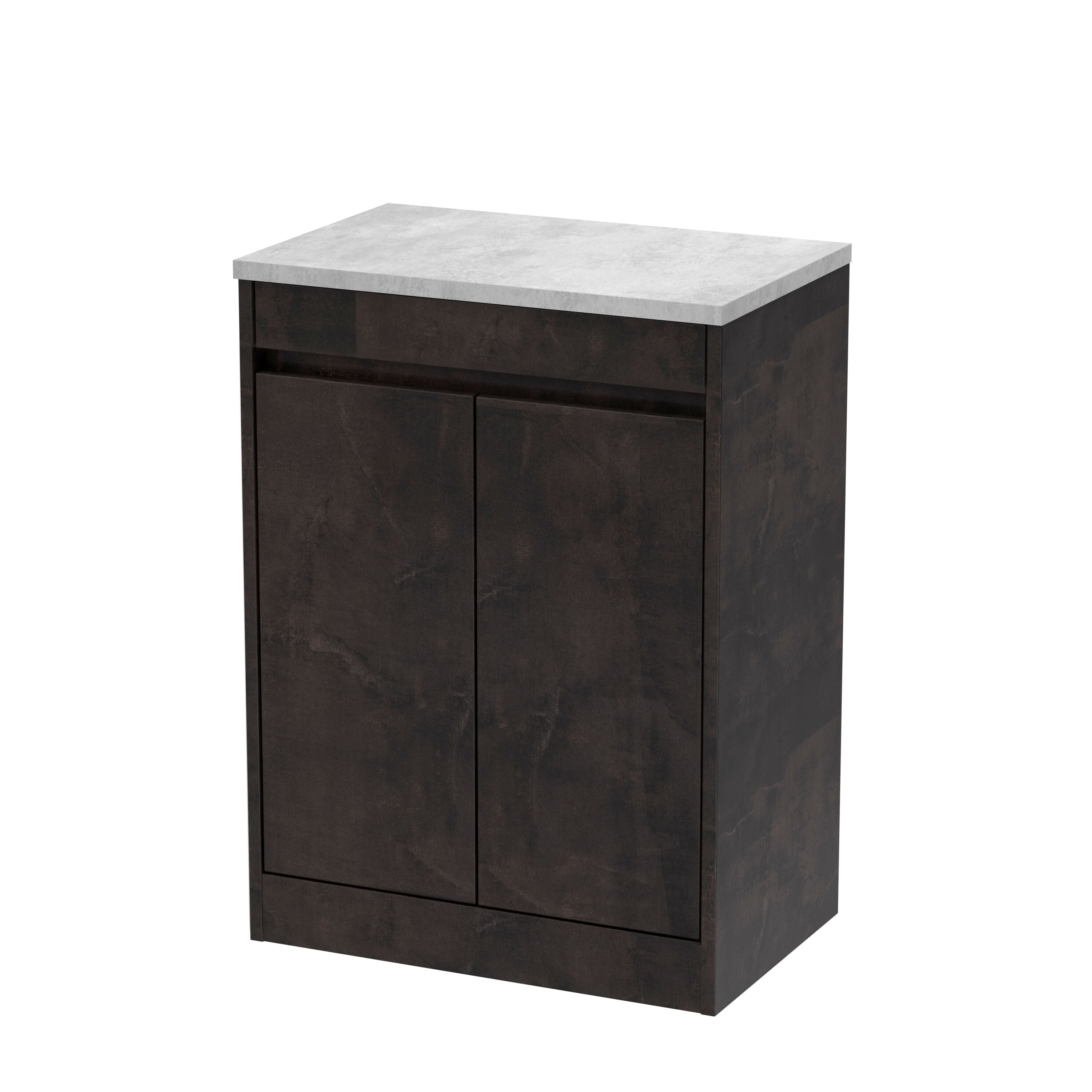 nuie Havana 600mm metallic Slate 2 Door Floor Standing Vanity Unit With Bellato Grey Worktop