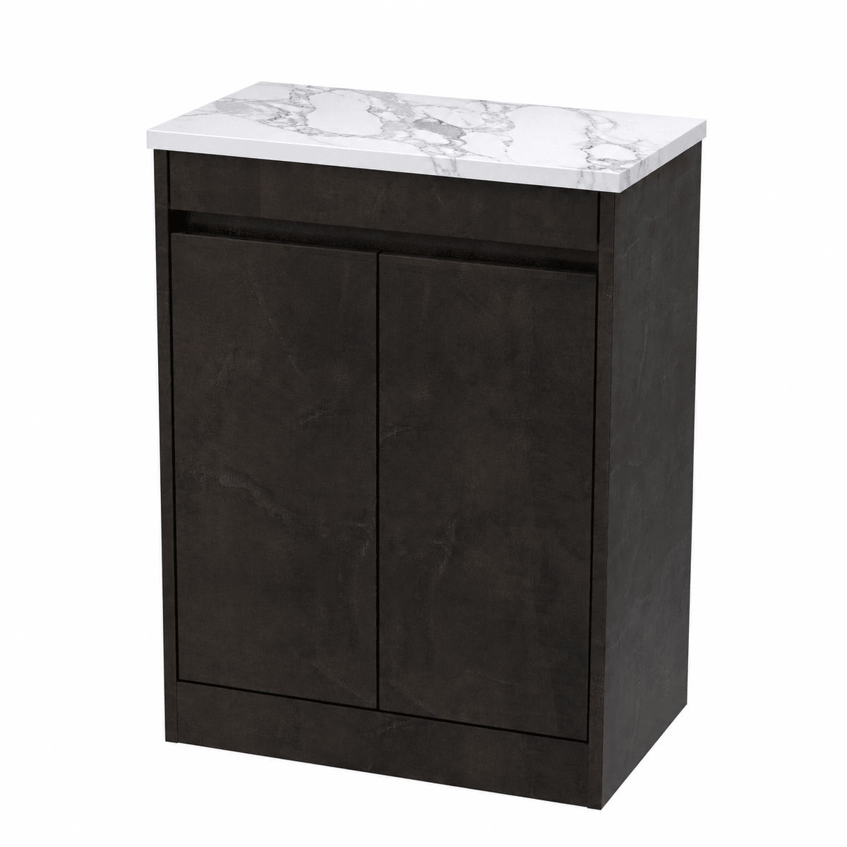 Nuie Havana 600mm 2 Door Floor Standing Vanity Unit With Carrera Marble Worktop