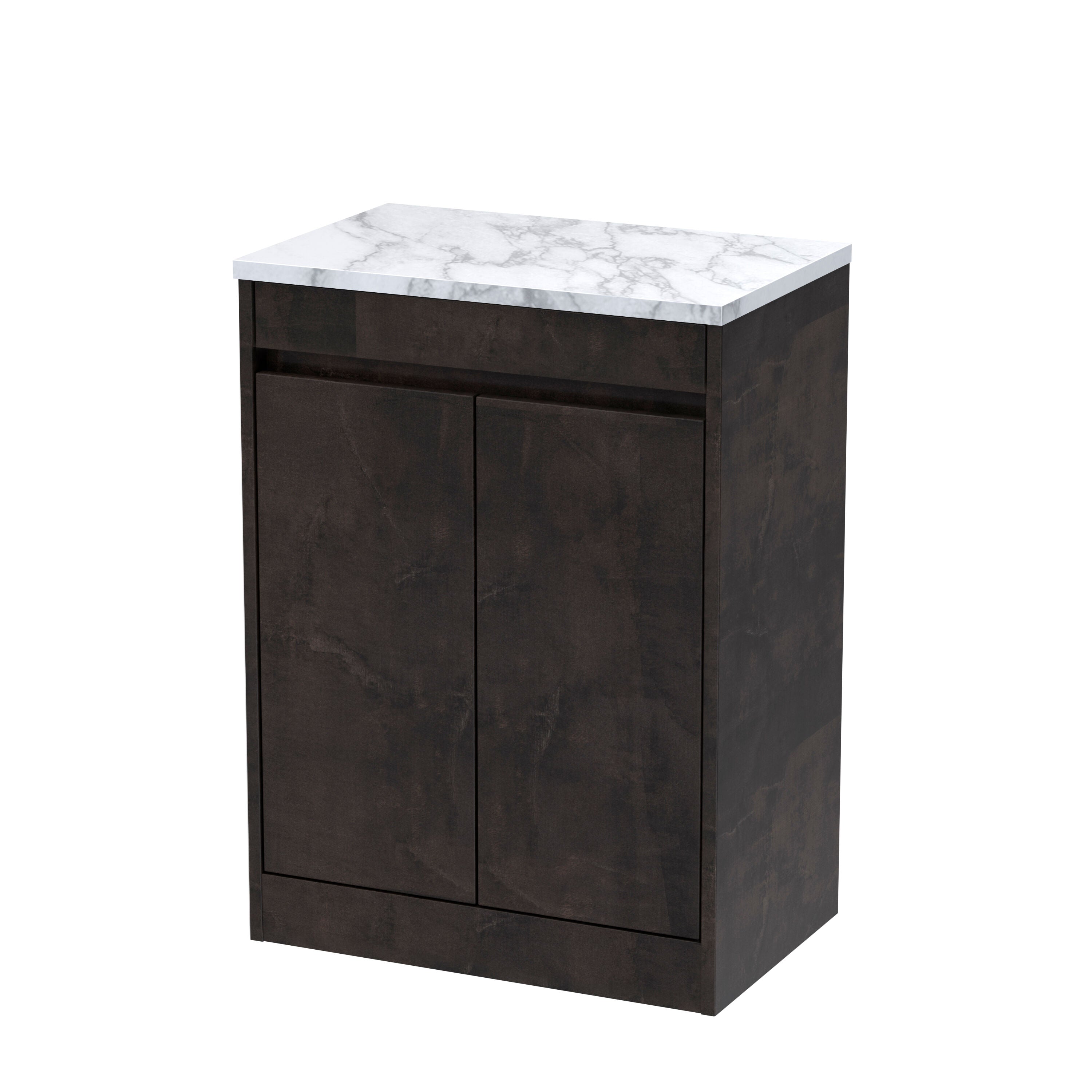 nuie Havana 600mm metallic Slate 2 Door Floor Standing Vanity Unit With Co-ordinating Worktop