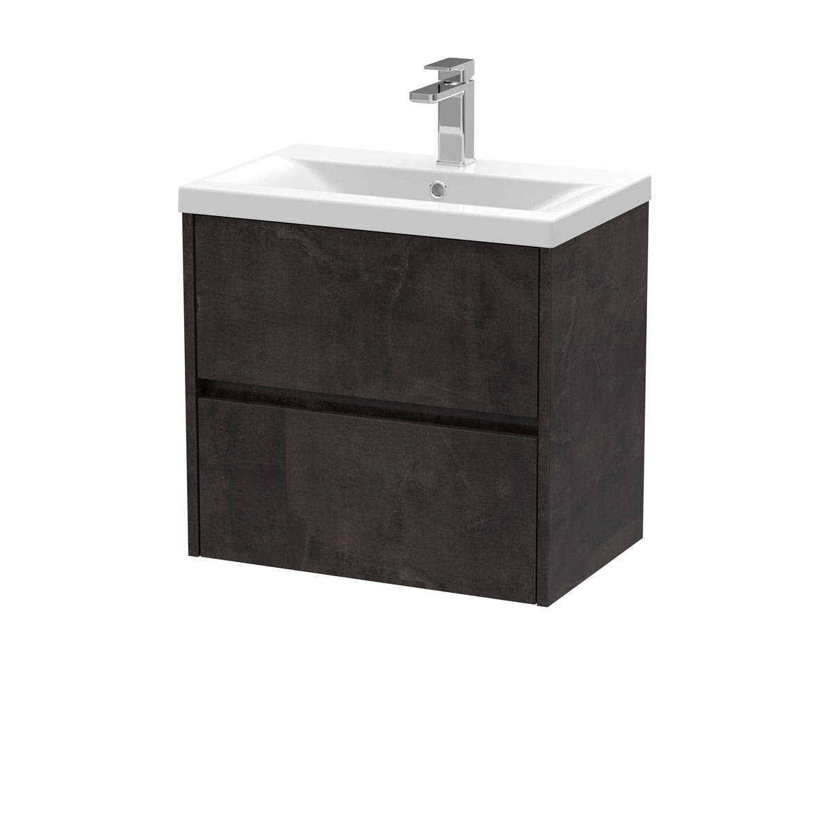 Nuie Havana 600mm 2 Drawer Wall Hung Vanity Unit With Mid-Edge Basin