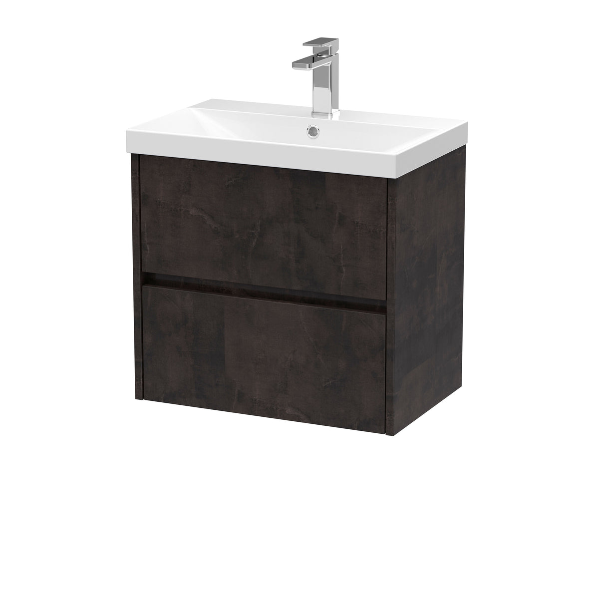 Nuie Havana 600mm 2 Drawer Wall Hung Vanity Unit With Thin Edge Basin
