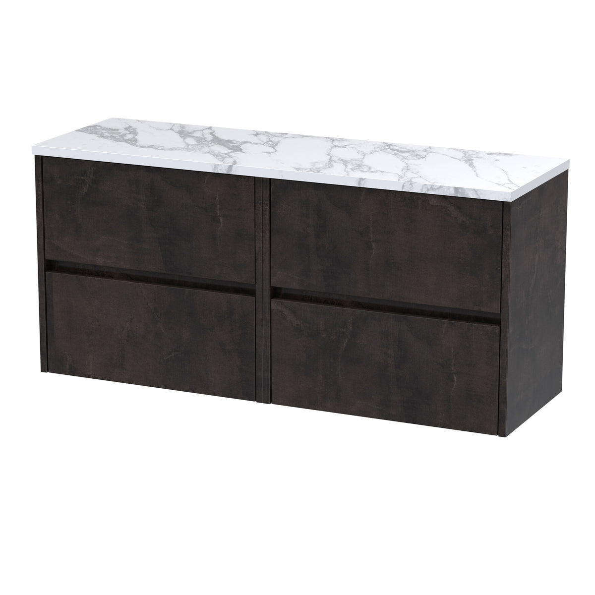 Nuie Havana 1200mm 4 Drawer Wall Hung Vanity With Carrara Laminate Worktop