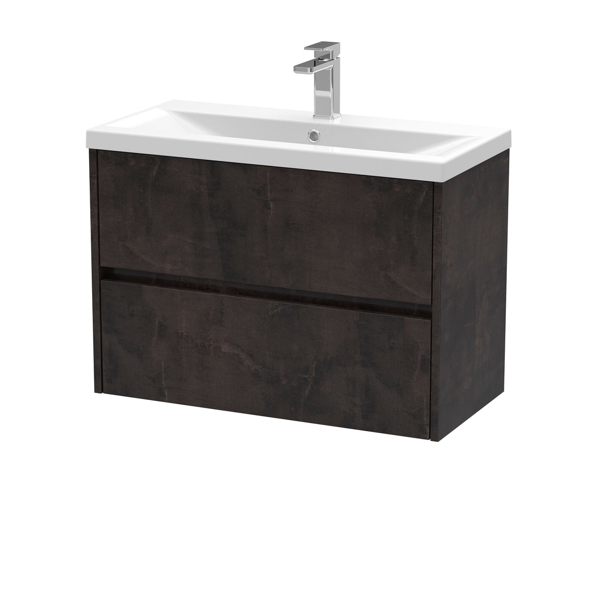Nuie Havana 800mm 2 Drawer Wall Hung Vanity Unit With Mid-Edge Basin