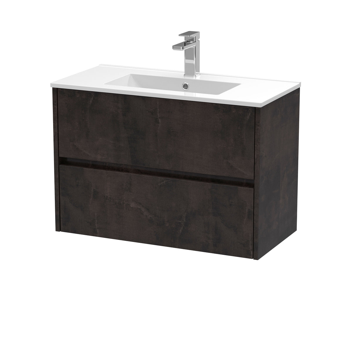 Nuie Havana 800mm 2 Drawer Wall Hung Vanity Unit With Minimalist Basin