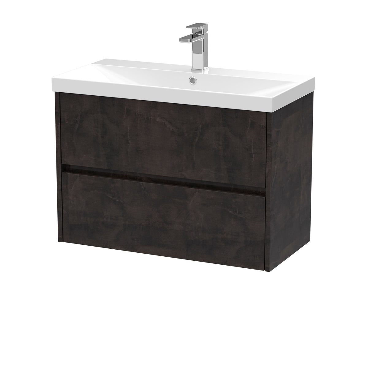 Nuie Havana 800mm 2 Drawer Wall Hung Vanity Unit With Thin Edge Basin