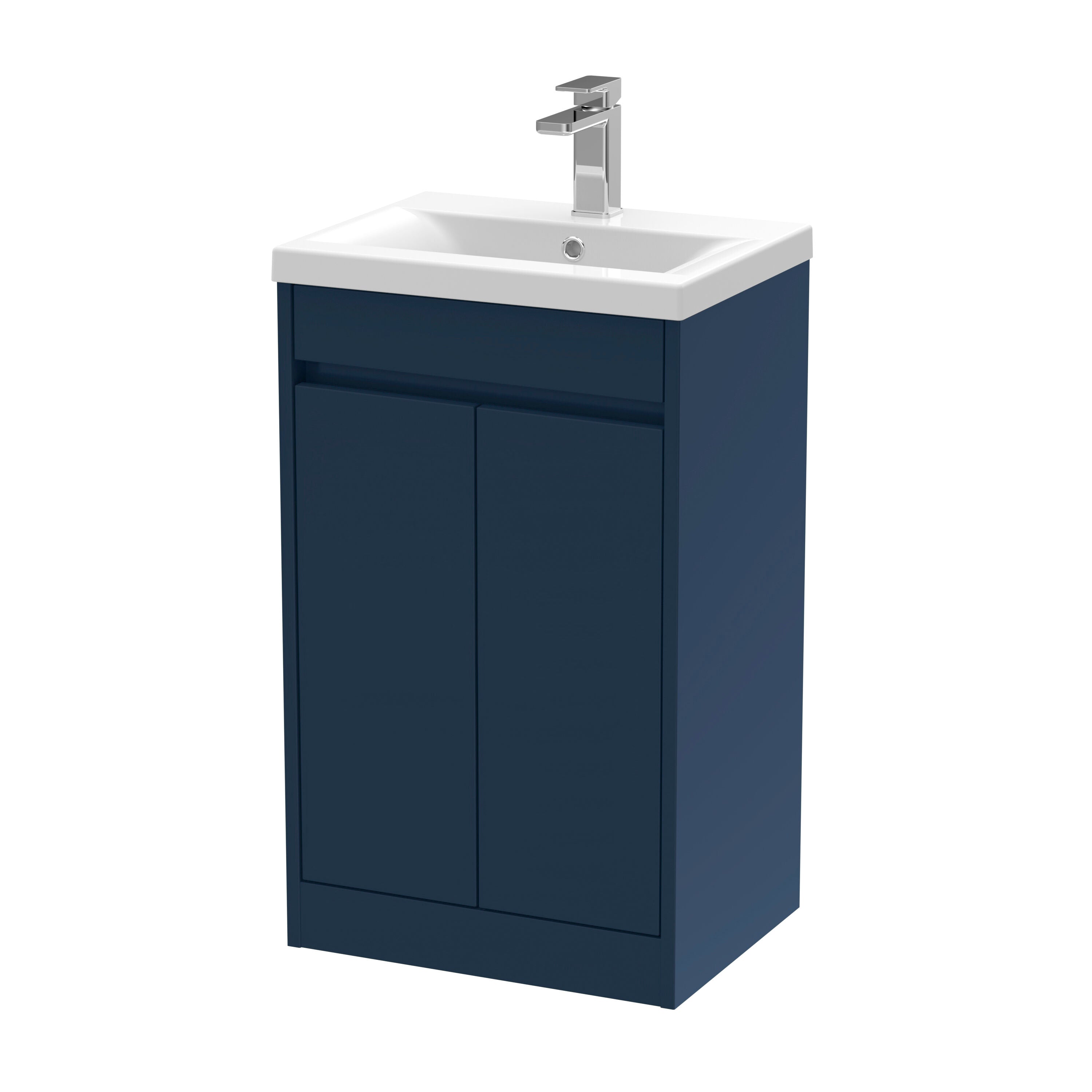 nuie Havana 500mm Indigo Blue 2 Door Floor Standing Vanity Unit With Mid-Edge Basin