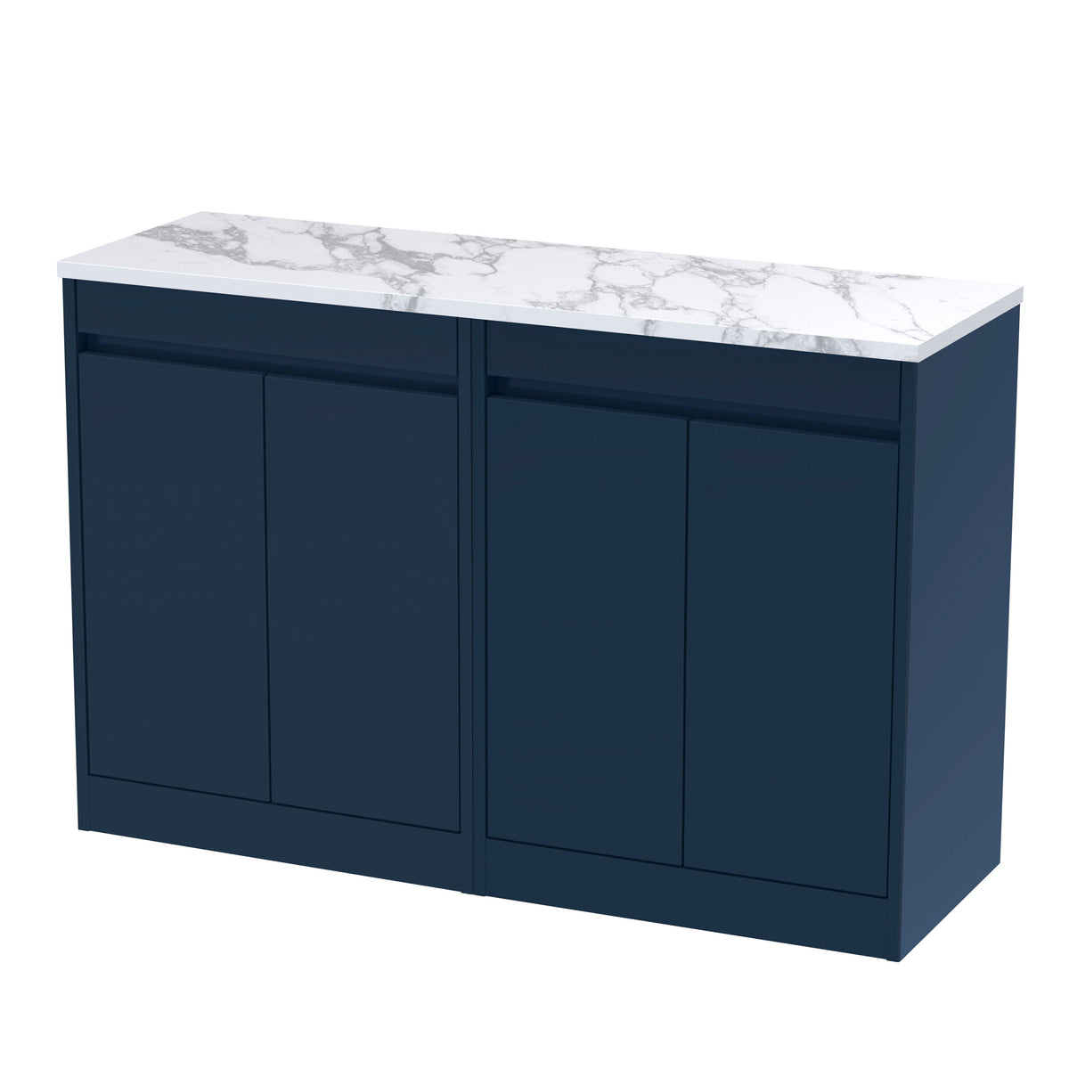 Nuie Havana 1200mm 4 Door Floor Standing Vanity Unit With Carrera Marble Worktop