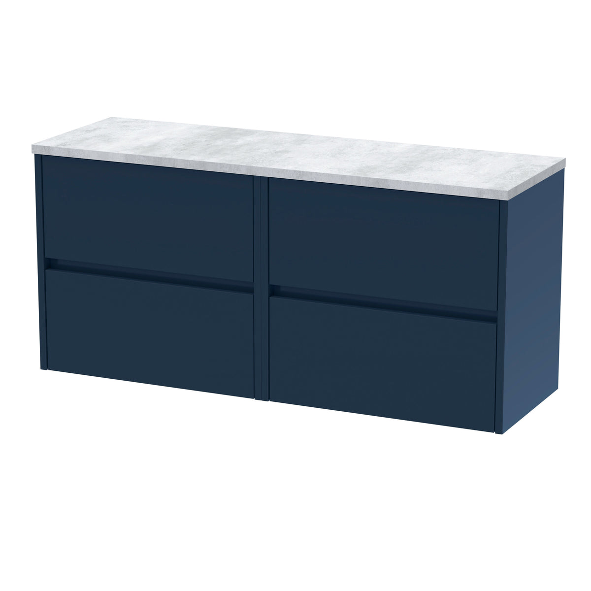 Nuie Havana 1200mm 4 Drawer Wall Hung Vanity Unit With Bellato Grey Worktop