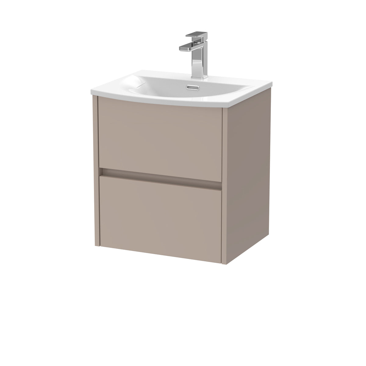 Nuie Havana 500mm 2 Drawer Wall Hung Vanity Unit With U-Shaped Curved Basin