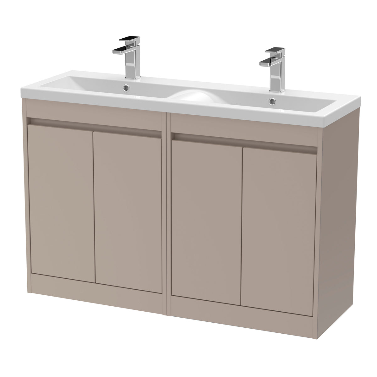 Nuie Havana 1200mm 4 Door Floor Standing Vanity Unit With Polymarble Basin