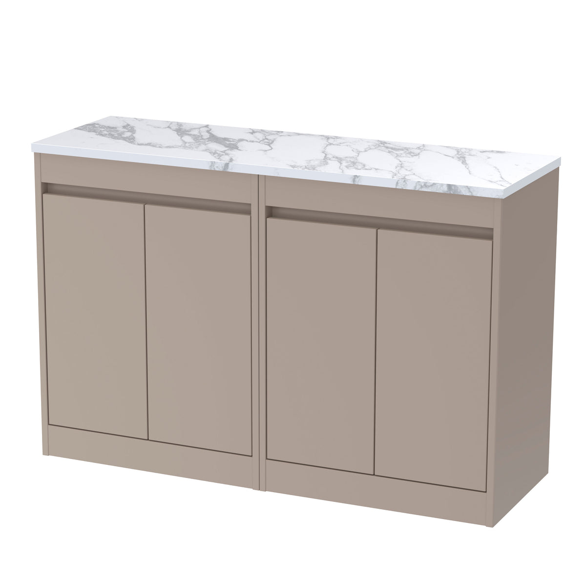 Nuie Havana 1200mm 4 Door Floor Standing Vanity Unit With Carrera Marble Worktop