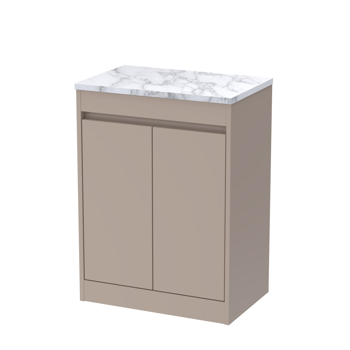 Nuie Havana 600mm 2 Door Floor Standing Vanity Unit With Carrera Marble Worktop